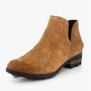 SOREL - Women's Lolla Cut Out Bootie,  Suede Ankle Boot with Stacked Heel